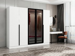 Elegantná šatníková skriňa ShadowLux biela s dymovými dvierkami 210 x 225 x 52 cm