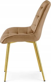 Hnedá zamatová stolička BERA so zlatými nohami
