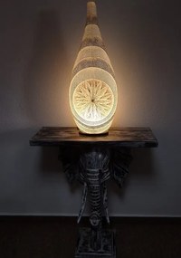 Stolná  lampa Mandala biela, 80 cm, ručne maľovaná obojstranne,