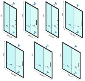 Rea Rapid Slide, 3-stenný sprchovací kút s posuvnými dverami 100(dvere) x 90(stena) x 195 cm, 6mm číre sklo, zlatý matný profil, KPL-04708