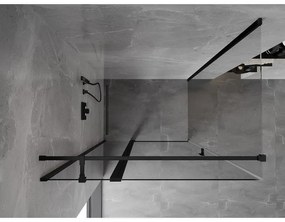 Mexen Mist T, sprchový kút s krídlovými dverami, 70 x 80 cm, 8mm číre sklo, čierny profil, 8A4T-080-070-70-00