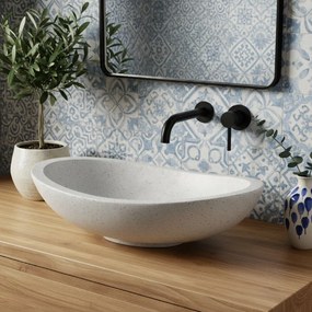 Rea Leona, kamenné umývadlo na dosku 465x370x125 mm, béžová-imitácia kameňa, REA-U3609