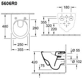 Villeroy & Boch 5606R0R1 - Závesné WC SUBWAY 2.0 keramika/biela