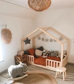 Priestranná domčeková posteľ Housebed Duo 140 x 200 – prírodná
