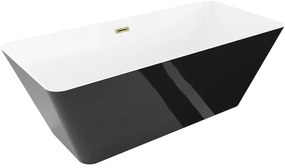Mexen Velo Slim, voľne stojaca vaňa 170 × 75 cm, biela lesklá, zlatý lesklý prepad, 52811707500-50
