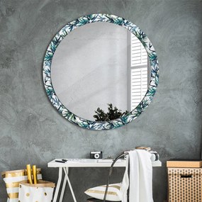 Okrúhle dekoračné zrkadlo s motívom Modré palmy fi 100 cm