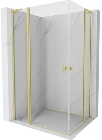 Mexen Mist L Duo, 2-krídlový sprchový kút 100 x 90 cm, číre sklo, zlatá matná, 8A4L-100-090-55-00