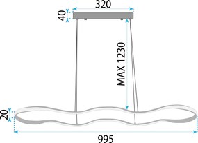 Toolight Toolight, LED stropné osvetlenie 100cm, 24W, 3000K, LHJ028-CP, zlatá, OSW-60018