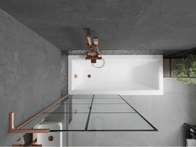 Mexen Next L, 1-krídlová vaňová zástena 90 x 150 cm, 6mm číre sklo-čierny vzor, medený profil, 895-090-000-03-77-65