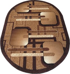 DY Oválny hnedý  koberec s geometrickým vzorom Alfa 16 Rozmer: 180x250 cm