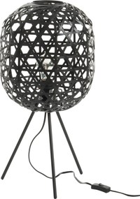 Vypletané čierna stojaca lampa Bambo z bambusových listov - Ø 29 * 59,5 cm