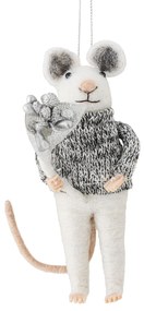 Bloomingville Plstená vianočná ozdoba Peo Grey Wool Myšiak