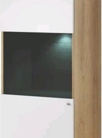 Vysoká vitrína Primo, dub riviera/biela