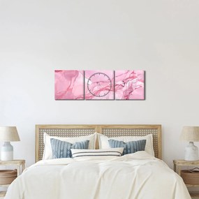 Obraz - Ružový mramor (s hodinami) (90x30 cm)