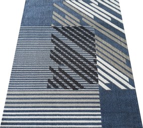 DY Modrý koberec s geometrickým vzorom Lara 03 Rozmer: 120x170 cm
