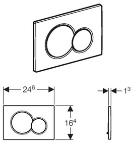 Geberit, GEBERIT SIGMA01 ovládacie tlačidlo Easy to clean, pre 2 množstvá splachovania, chróm mat, 115.770.JQ.5