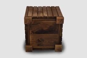 Hranatá Drevený truhlík s plastovou vložkou - hnedá, 25x25x25