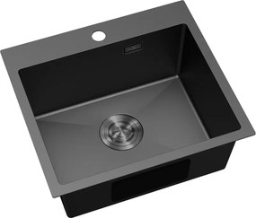 Mexen Solix, 1-komorový nerezový drez 500 x 450 mm, čierna, 6402501000-70