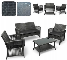 Záhradný set NM-02 z kvalitného technoratanu - sivý + sivé vankúše