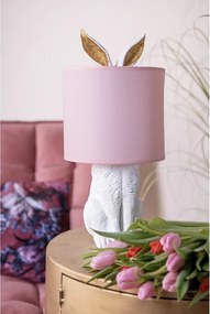Biela stolná lampa králik s ružovým tienidlom Rabbi - Ø 20*43 cm E27/max 1*60W