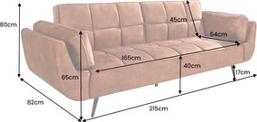 Dizajnová rozkladacia pohovka Bailey 215 cm hrdzavo-hnedý zamat