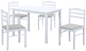 Jedálenský set 1+4, biela/béžovosivá, SOMIN