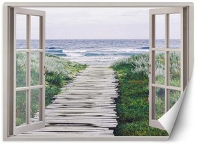 Gario Fototapeta Okno - lávka na pláž Materiál: Vliesová, Rozmery: 140 x 100 cm
