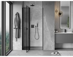 Mexen MIST, 1-krídlové sprchové dvere (1d+1s) 85x200 cm, 6mm číre sklo s čiernym rámom, ľavý variant, 8A4-085-000-70-70-L
