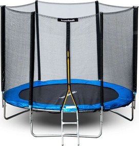 Záhradná trampolína so sieťou a rebríkom BLANDON 304 cm modrá/čierna