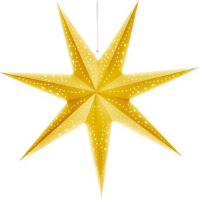 Solight LED zlatá vianočná hviezda, závesná, 60cm, 20x LED, 2x AA, zlatá farba, 1v295