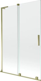 Mexen Velar L, 2-krídlová posuvná vaňová zástena 120 x 150 cm, 8mm číre sklo, zlatý lesklý profil, 896-120-003-01-50