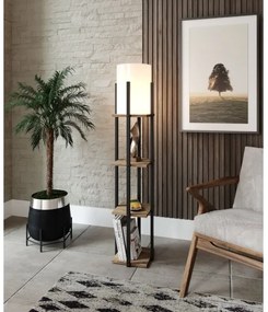 Stojacia lampa s poličkami NORA 1xE27/40W/230V čierna/hnedá