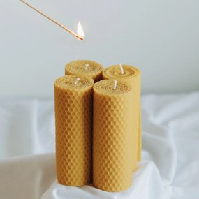 Adventné sviečky z včelieho vosku žltá 12x4,5 cm, 4ks
