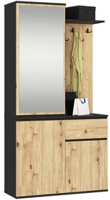 Predsieňová zostava ENTRO čierna / dub artisan