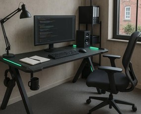 Gamingový stôl s RGB LED podsvietením čierny Šírka: 60 cm | Dĺžka: 120 cm
