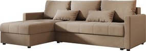 Rozkladacia obojstranná sedacia súprava do L VENORIA 220x143 cm, béžová + 2 vankúšiky ZDARMA