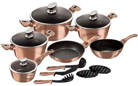 Nepriľnavá sada hrncov 15 ks, Rose Gold BerlingerHaus