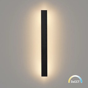 Exteriérové nástenné LED svietidlo Wow, 1x LED 11w, 3CCT, čierna, (60 cm)