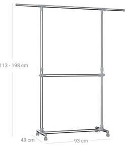 Mobilný stojanový vešiak LINEA strieborný