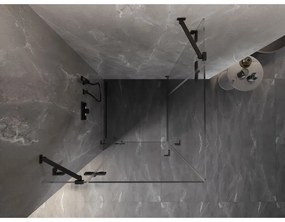 Mexen Lunar Duo, výklopný sprchový kút 75 x 75 cm, 8mm číre sklo, čierny profil, 834-075L-075P-70-00