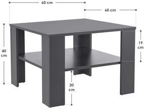 InternetovaZahrada Konferenčný stolík 60x60cm - tmavošedý