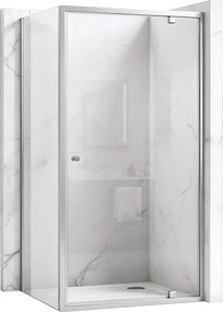 Sprchový kút REA PRIMO SWING 90/dvere x 80/zástena cm, chróm/transparent - bez vaničky