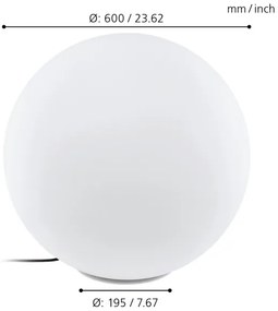 Eglo 98104 - Vonkajšia stojacia lampa MONTEROLO 1xE27/40W/230V IP65 ø600