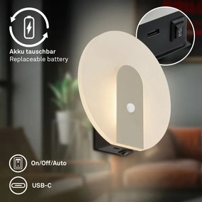 Briloner 3889012 - LED dobíjateľné nástenné svietidlo so senzorom TARO LED/2,5W/5V 1800 mAh matné