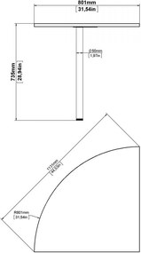 Rohová doska stola Officer 80 cm čierna
