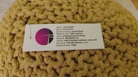 KUDOS Textiles Pvt. Ltd. MEGA AKCE: Sedací vak TEA POUF 34 žlutý - 40x40x35 cm