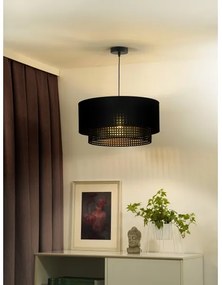 Duolla - Luster na lanku BOHO RATTAN 1xE27/15W/230V pr. 45 cm čierna