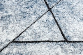 Moderný okrúhly koberec COZY 8872 Wall, geometrický ,trojuholníky - Štrukturálny, dve vrstvy rúna, modrá Veľkosť: kruh 100 cm