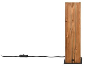 Stolová lampa v čierno-prírodnej farbe s dreveným tienidlom (výška 40 cm) Karuni – Trio