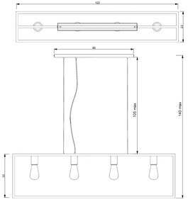 Luster na lanku FRAME 4xE27/60W/230V čierna